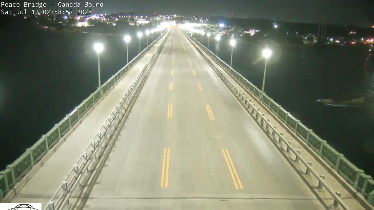 Buffalo, Peace Bridge Canada Bound View from USA Side Live Cam - Buffalo, Erie , Buffalo -Niagara Falls, New York, USA