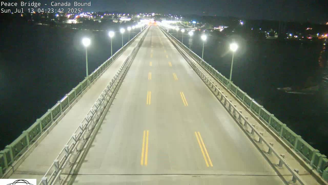 Buffalo, Peace Bridge Canada Bound View from USA Side Live Cam - Buffalo, Erie , Buffalo -Niagara Falls, New York, USA