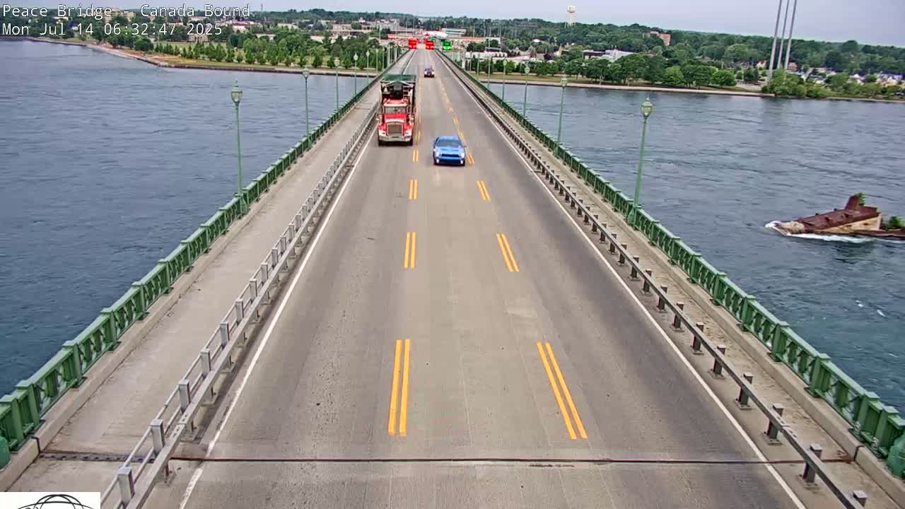 Buffalo, Peace Bridge Canada Bound View from USA Side Live Cam - Buffalo, Erie , Buffalo -Niagara Falls, New York, USA