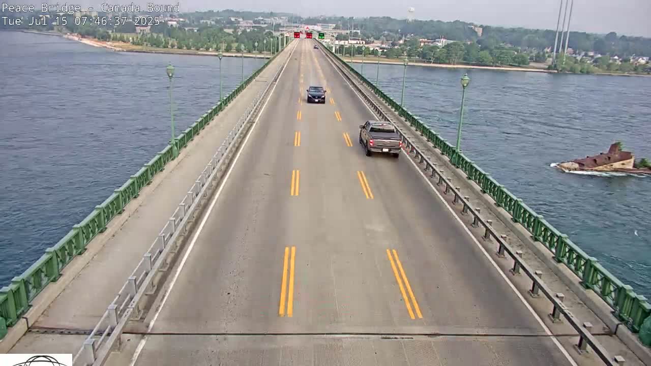 Buffalo, Peace Bridge Canada Bound View from USA Side Live Cam - Buffalo, Erie , Buffalo -Niagara Falls, New York, USA