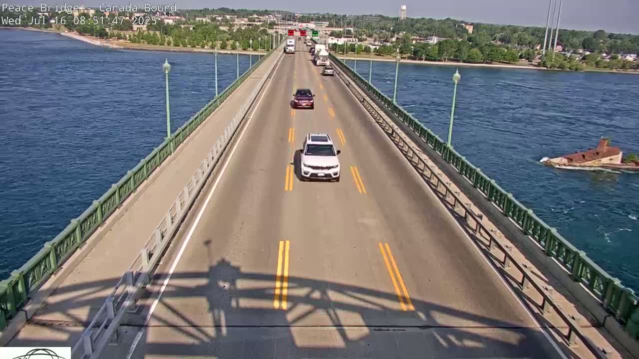 Buffalo, Peace Bridge Canada Bound View from USA Side Live Cam - Buffalo, Erie , Buffalo -Niagara Falls, New York, USA
