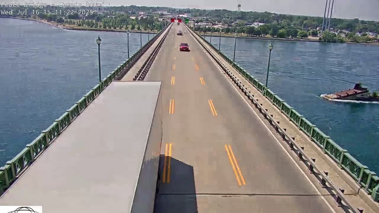 Buffalo, Peace Bridge Canada Bound View from USA Side Live Cam - Buffalo, Erie , Buffalo -Niagara Falls, New York, USA