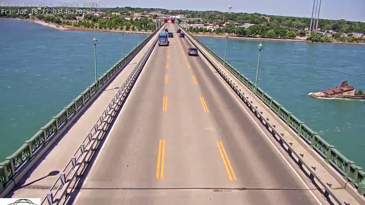 Buffalo, Peace Bridge Canada Bound View from USA Side Live Cam - Buffalo, Erie , Buffalo -Niagara Falls, New York, USA