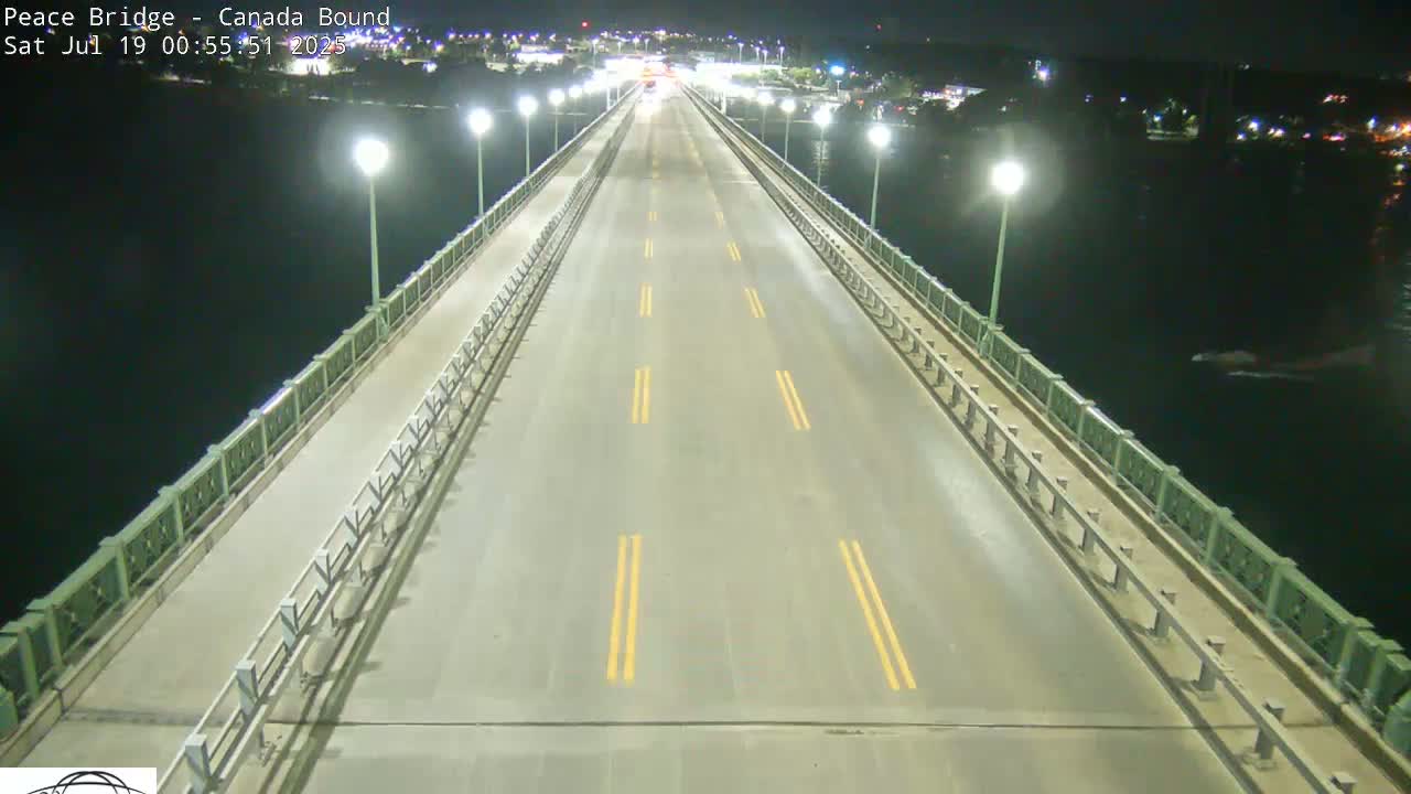 Buffalo, Peace Bridge Canada Bound View from USA Side Live Cam - Buffalo, Erie , Buffalo -Niagara Falls, New York, USA