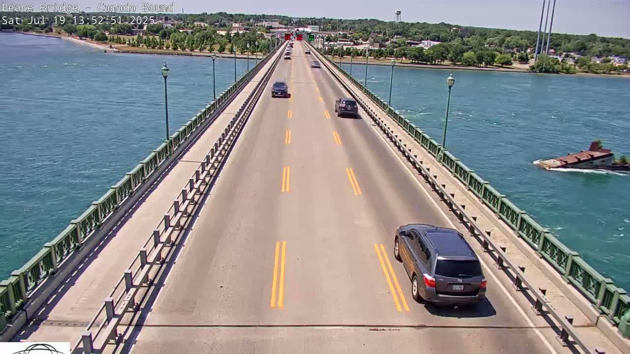 Buffalo, Peace Bridge Canada Bound View from USA Side Live Cam - Buffalo, Erie , Buffalo -Niagara Falls, New York, USA