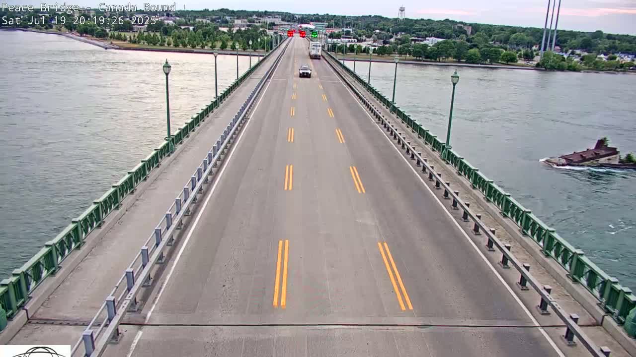 Buffalo, Peace Bridge Canada Bound View from USA Side Live Cam - Buffalo, Erie , Buffalo -Niagara Falls, New York, USA