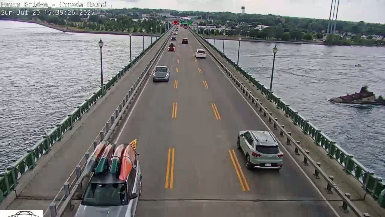 Buffalo, Peace Bridge Canada Bound View from USA Side Live Cam - Buffalo, Erie , Buffalo -Niagara Falls, New York, USA