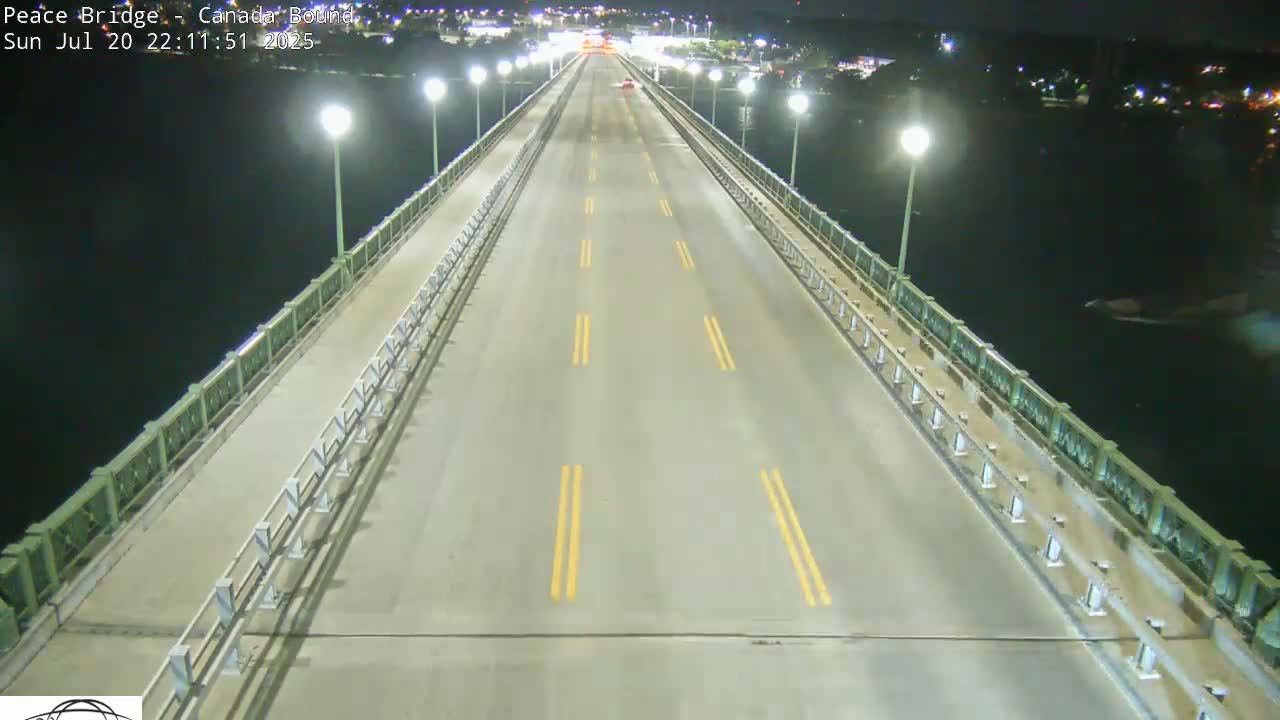 Buffalo, Peace Bridge Canada Bound View from USA Side Live Cam - Buffalo, Erie , Buffalo -Niagara Falls, New York, USA