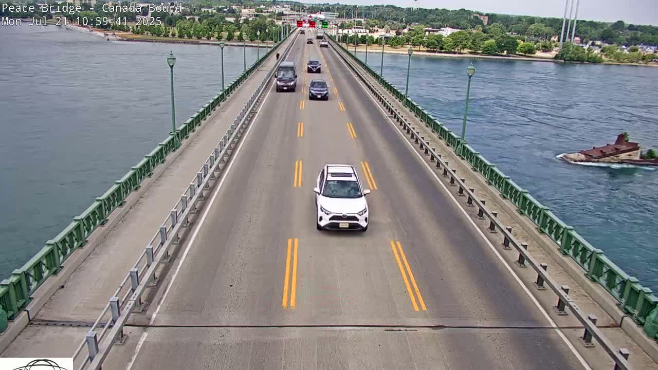 Buffalo, Peace Bridge Canada Bound View from USA Side Live Cam - Buffalo, Erie , Buffalo -Niagara Falls, New York, USA
