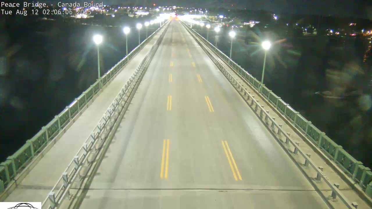 Buffalo, Peace Bridge Canada Bound View from USA Side Live Cam - Buffalo, Erie , Buffalo -Niagara Falls, New York, USA