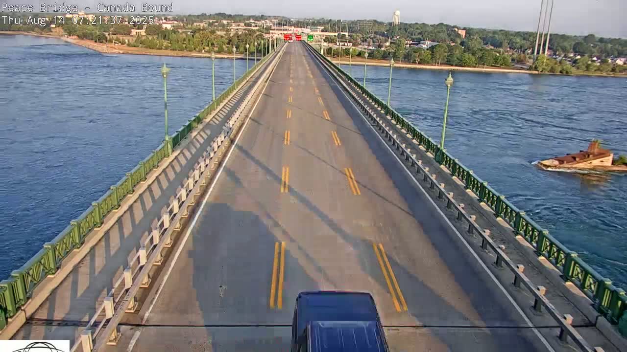 Buffalo, Peace Bridge Canada Bound View from USA Side Live Cam - Buffalo, Erie , Buffalo -Niagara Falls, New York, USA