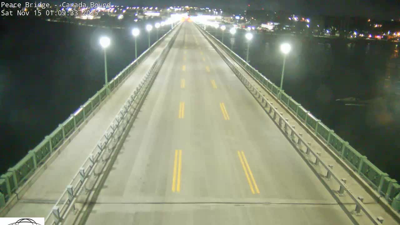 Buffalo, Peace Bridge Canada Bound View from USA Side Live Cam - Buffalo, Erie , Buffalo -Niagara Falls, New York, USA