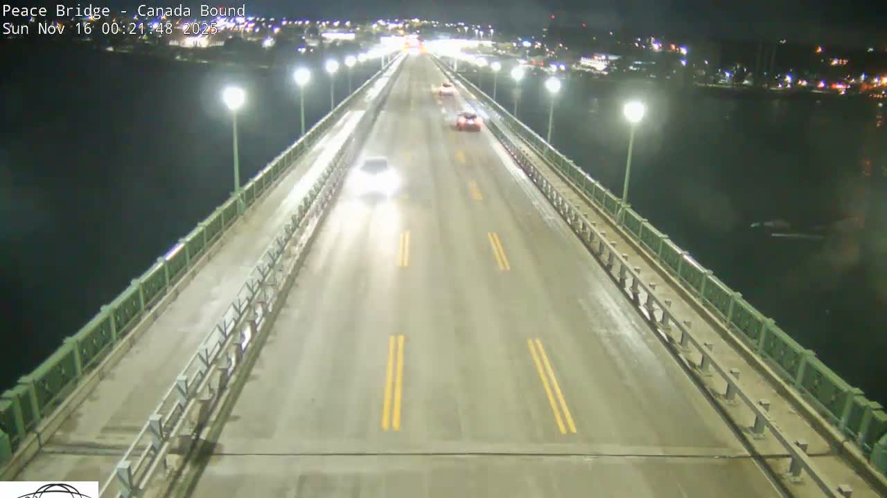 Buffalo, Peace Bridge Canada Bound View from USA Side Live Cam - Buffalo, Erie , Buffalo -Niagara Falls, New York, USA