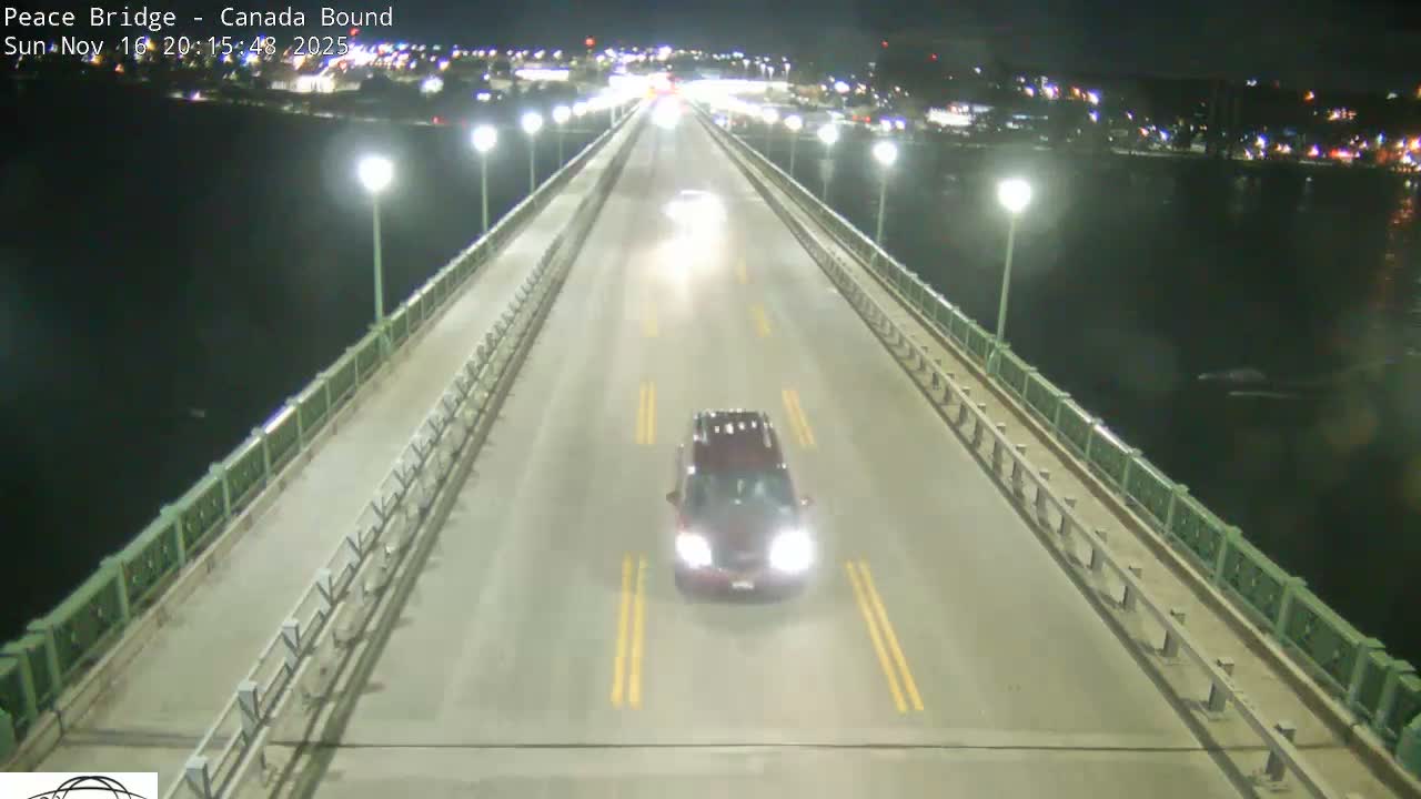 Buffalo, Peace Bridge Canada Bound View from USA Side Live Cam - Buffalo, Erie , Buffalo -Niagara Falls, New York, USA