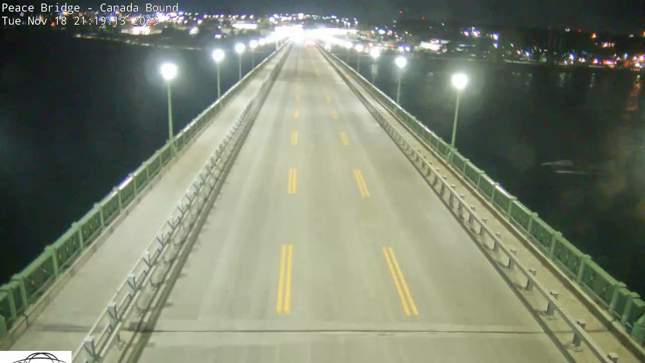 Buffalo, Peace Bridge Canada Bound View from USA Side Live Cam - Buffalo, Erie , Buffalo -Niagara Falls, New York, USA