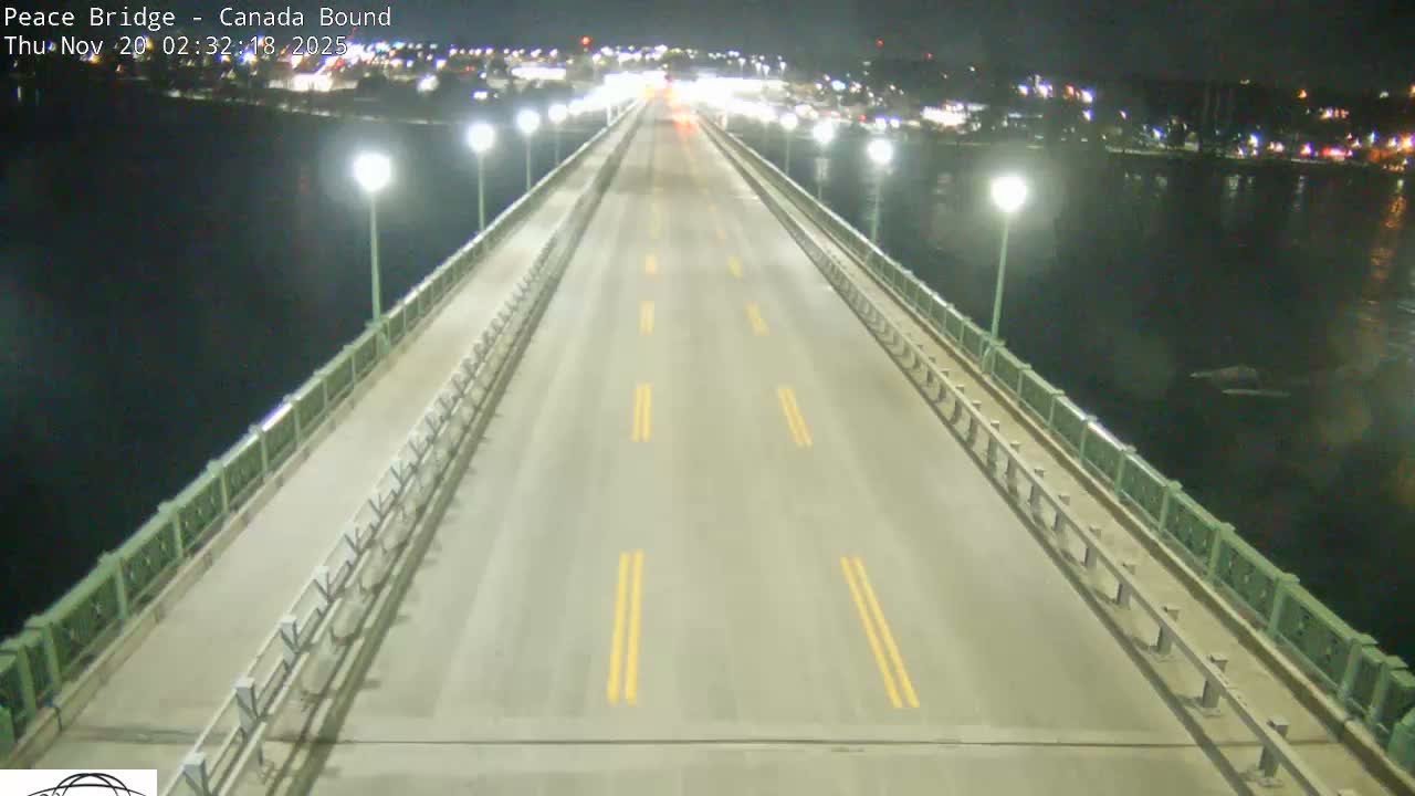 Buffalo, Peace Bridge Canada Bound View from USA Side Live Cam - Buffalo, Erie , Buffalo -Niagara Falls, New York, USA