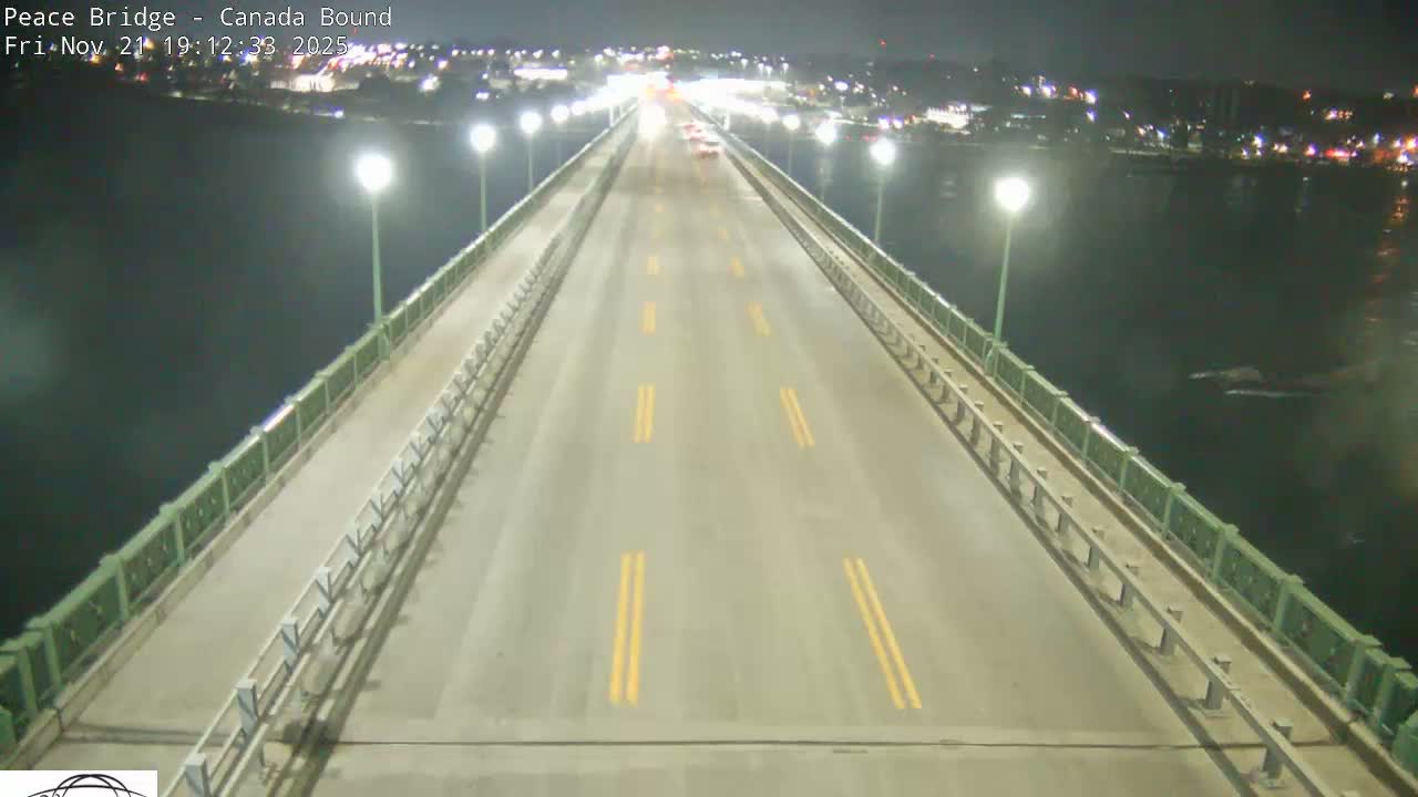 Buffalo, Peace Bridge Canada Bound View from USA Side Live Cam - Buffalo, Erie , Buffalo -Niagara Falls, New York, USA