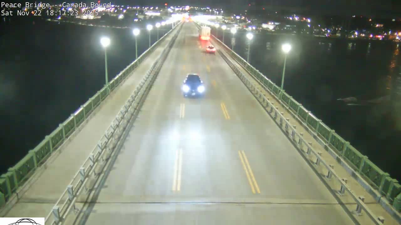 Buffalo, Peace Bridge Canada Bound View from USA Side Live Cam - Buffalo, Erie , Buffalo -Niagara Falls, New York, USA