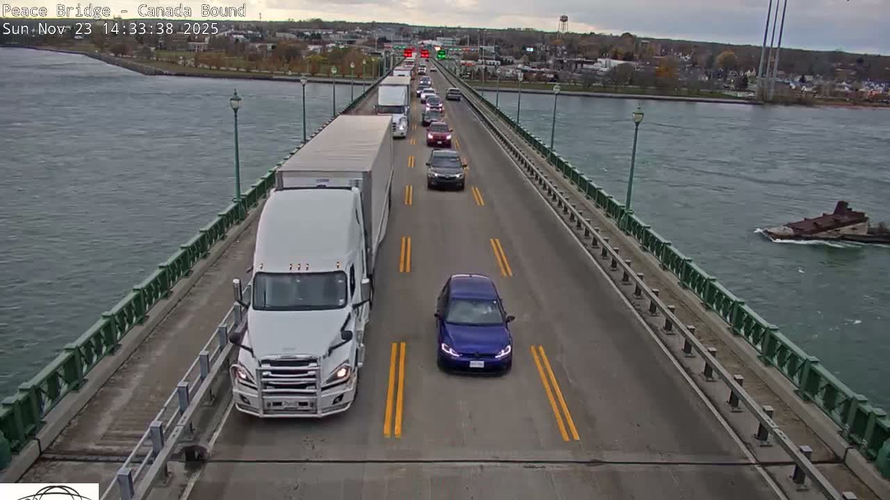Buffalo, Peace Bridge Canada Bound View from USA Side Live Cam - Buffalo, Erie , Buffalo -Niagara Falls, New York, USA