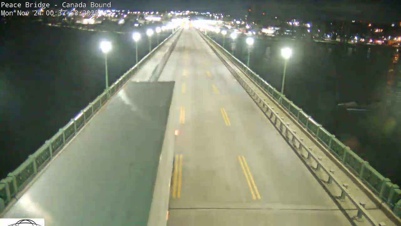 Buffalo, Peace Bridge Canada Bound View from USA Side Live Cam - Buffalo, Erie , Buffalo -Niagara Falls, New York, USA