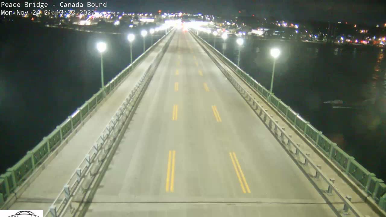 Buffalo, Peace Bridge Canada Bound View from USA Side Live Cam - Buffalo, Erie , Buffalo -Niagara Falls, New York, USA