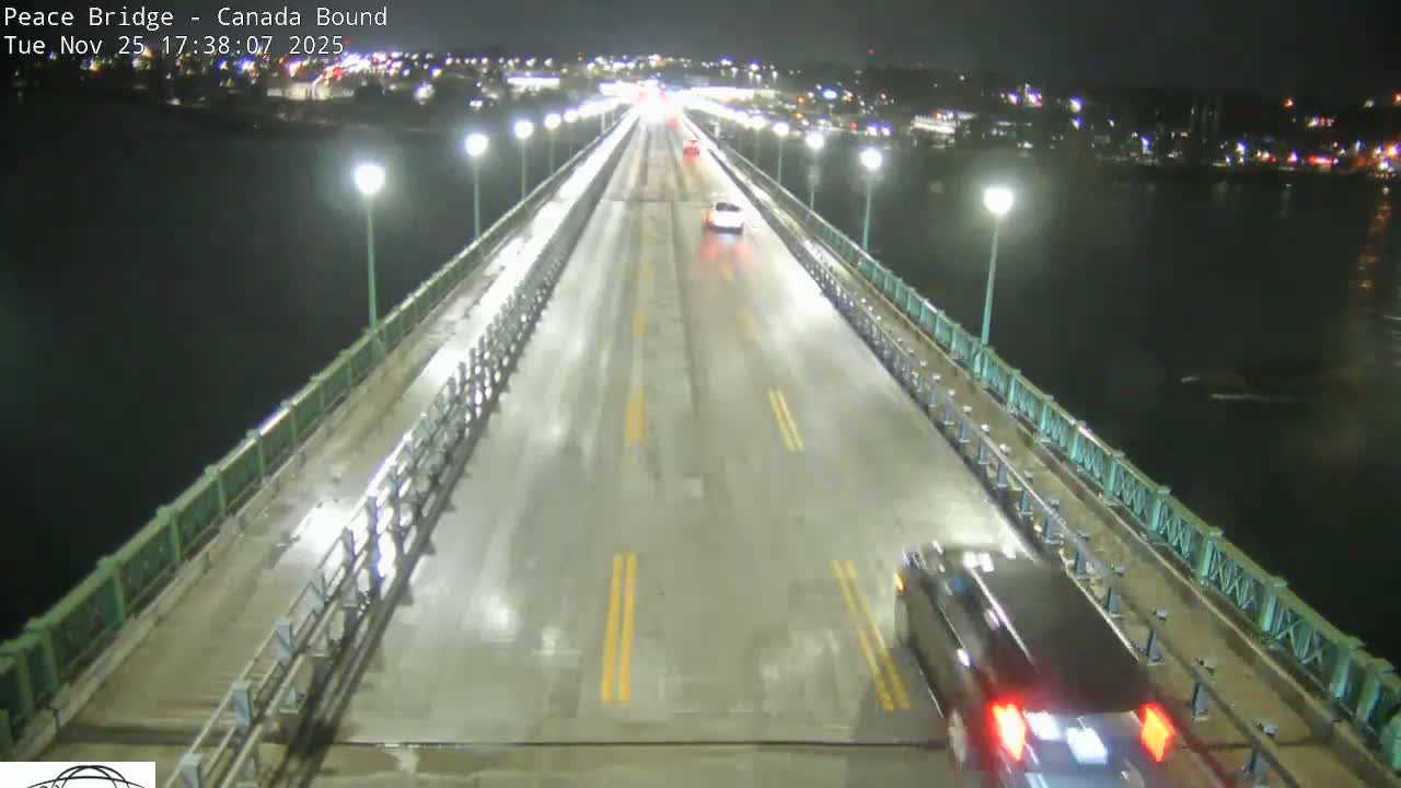 Buffalo, Peace Bridge Canada Bound View from USA Side Live Cam - Buffalo, Erie , Buffalo -Niagara Falls, New York, USA