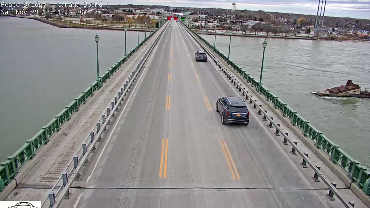 Buffalo, Peace Bridge Canada Bound View from USA Side Live Cam - Buffalo, Erie , Buffalo -Niagara Falls, New York, USA