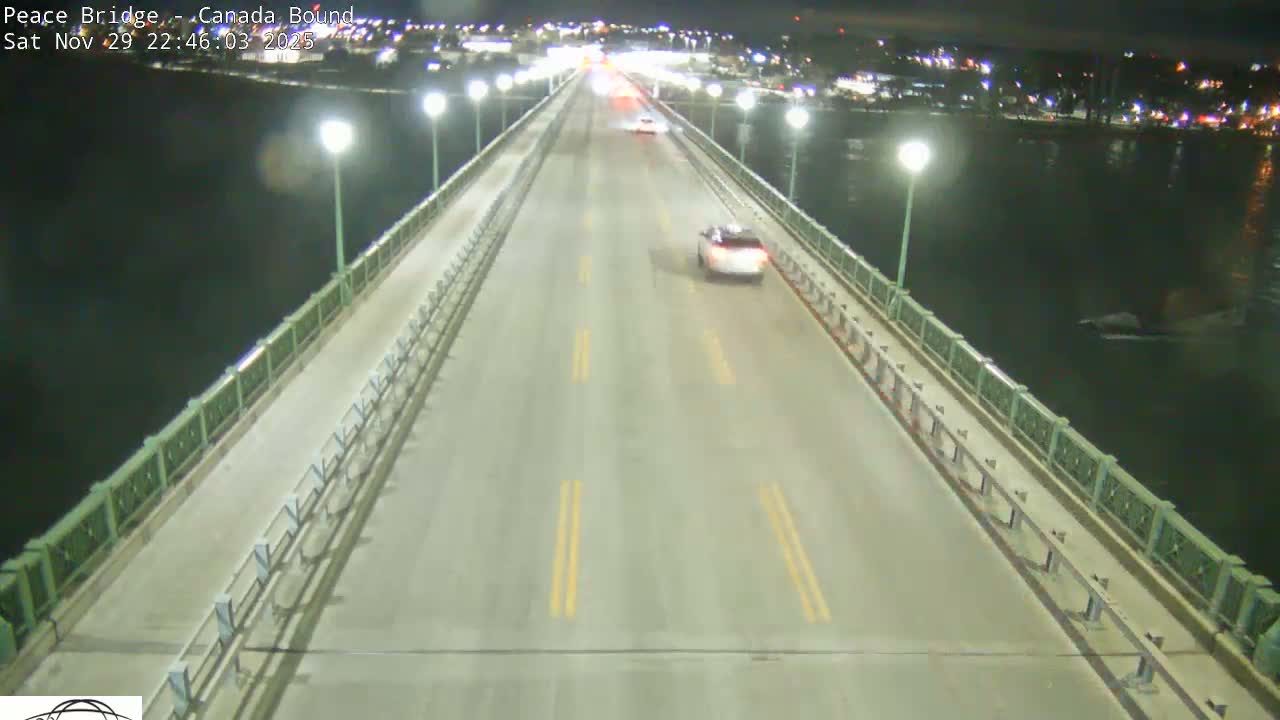 Buffalo, Peace Bridge Canada Bound View from USA Side Live Cam - Buffalo, Erie , Buffalo -Niagara Falls, New York, USA