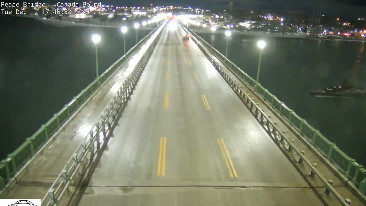 Buffalo, Peace Bridge Canada Bound View from USA Side Live Cam - Buffalo, Erie , Buffalo -Niagara Falls, New York, USA