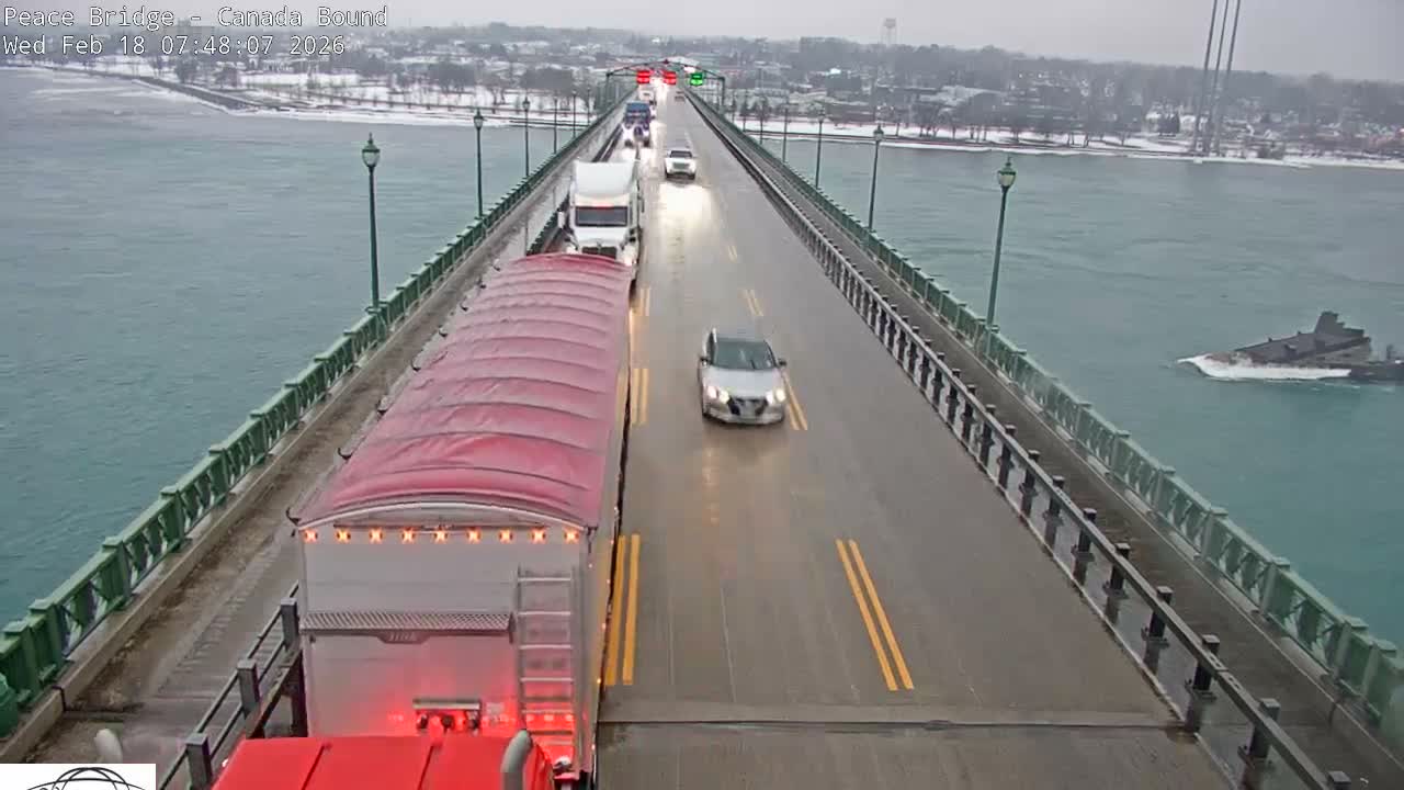 Buffalo, Peace Bridge Canada Bound View from USA Side Live Cam - Buffalo, Erie , Buffalo -Niagara Falls, New York, USA