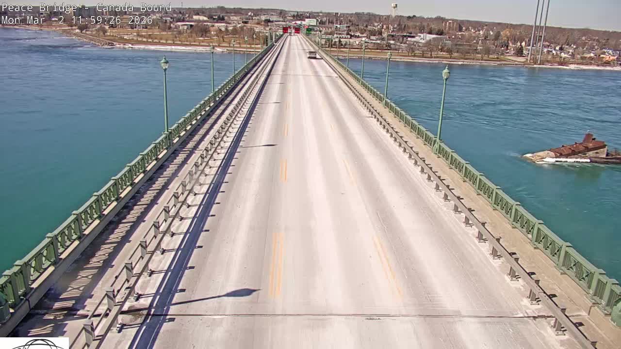 Buffalo, Peace Bridge Canada Bound View from USA Side Live Cam - Buffalo, Erie , Buffalo -Niagara Falls, New York, USA