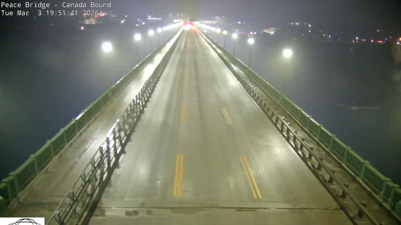Buffalo, Peace Bridge Canada Bound View from USA Side Live Cam - Buffalo, Erie , Buffalo -Niagara Falls, New York, USA