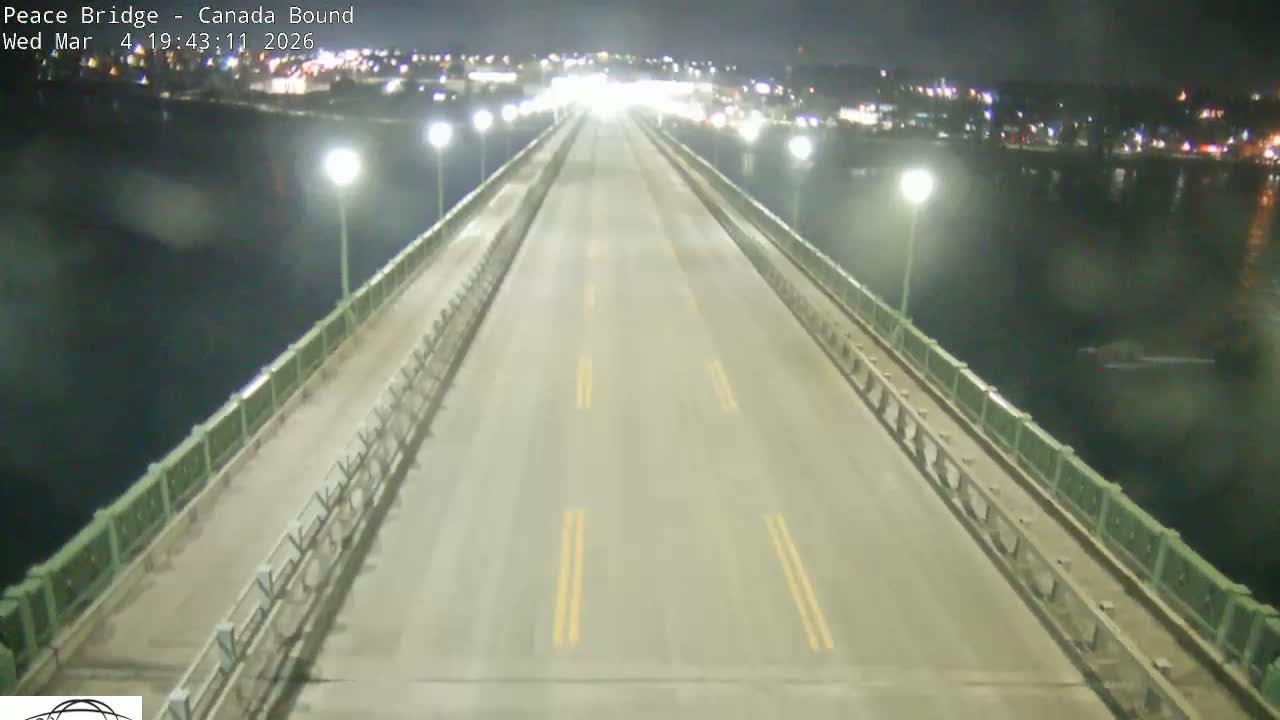 Buffalo, Peace Bridge Canada Bound View from USA Side Live Cam - Buffalo, Erie , Buffalo -Niagara Falls, New York, USA