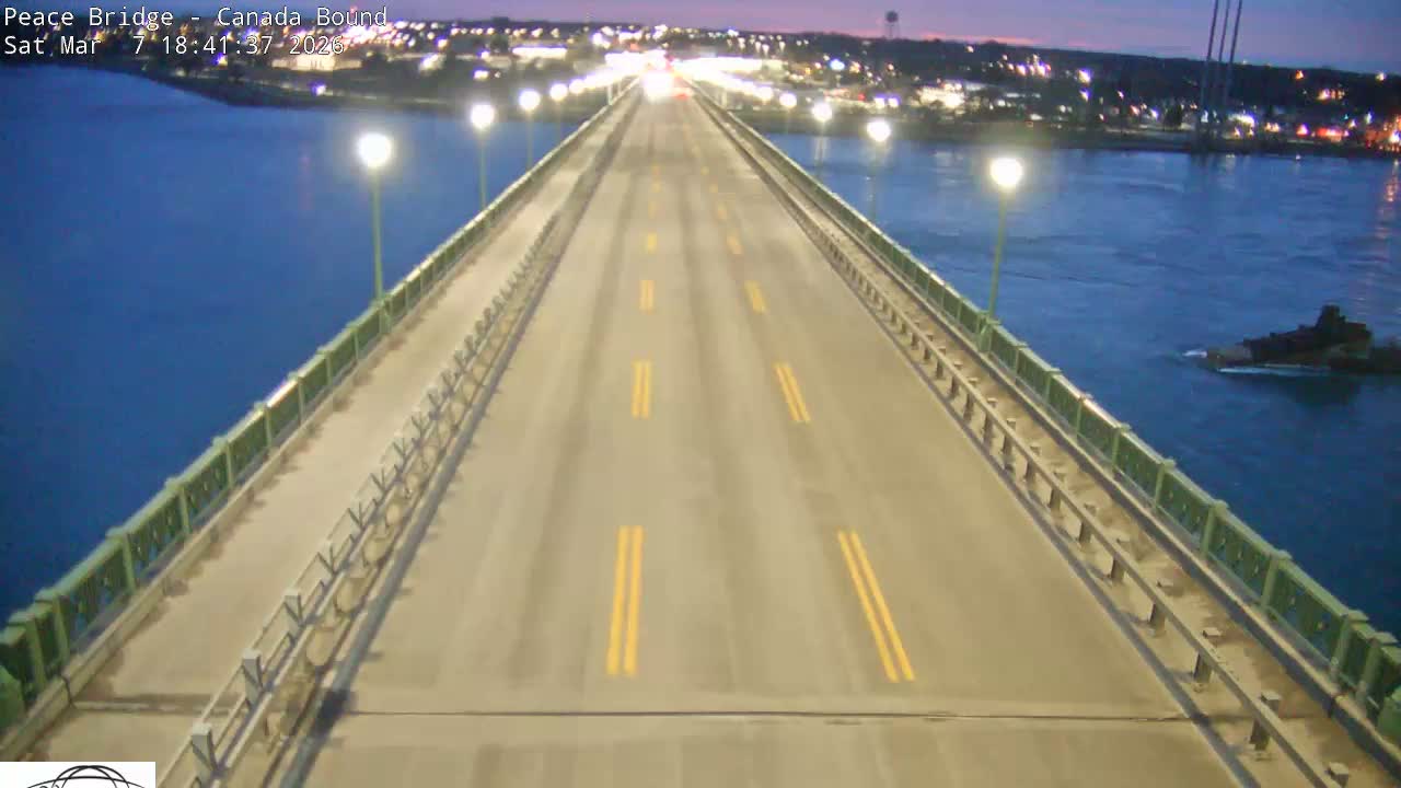 Buffalo, Peace Bridge Canada Bound View from USA Side Live Cam - Buffalo, Erie , Buffalo -Niagara Falls, New York, USA