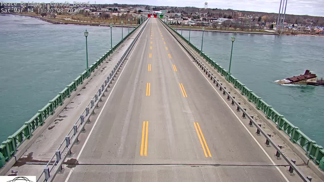 Buffalo, Peace Bridge Canada Bound View from USA Side Live Cam - Buffalo, Erie , Buffalo -Niagara Falls, New York, USA
