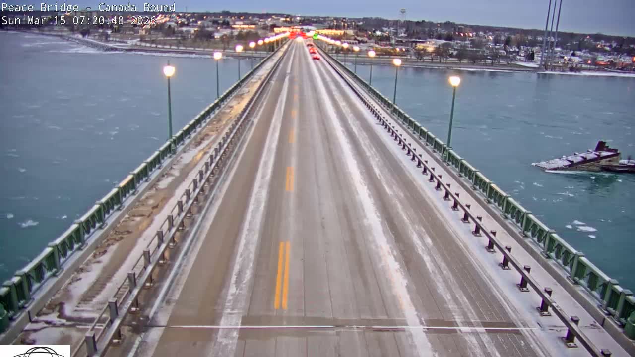 Buffalo, Peace Bridge Canada Bound View from USA Side Live Cam - Buffalo, Erie , Buffalo -Niagara Falls, New York, USA
