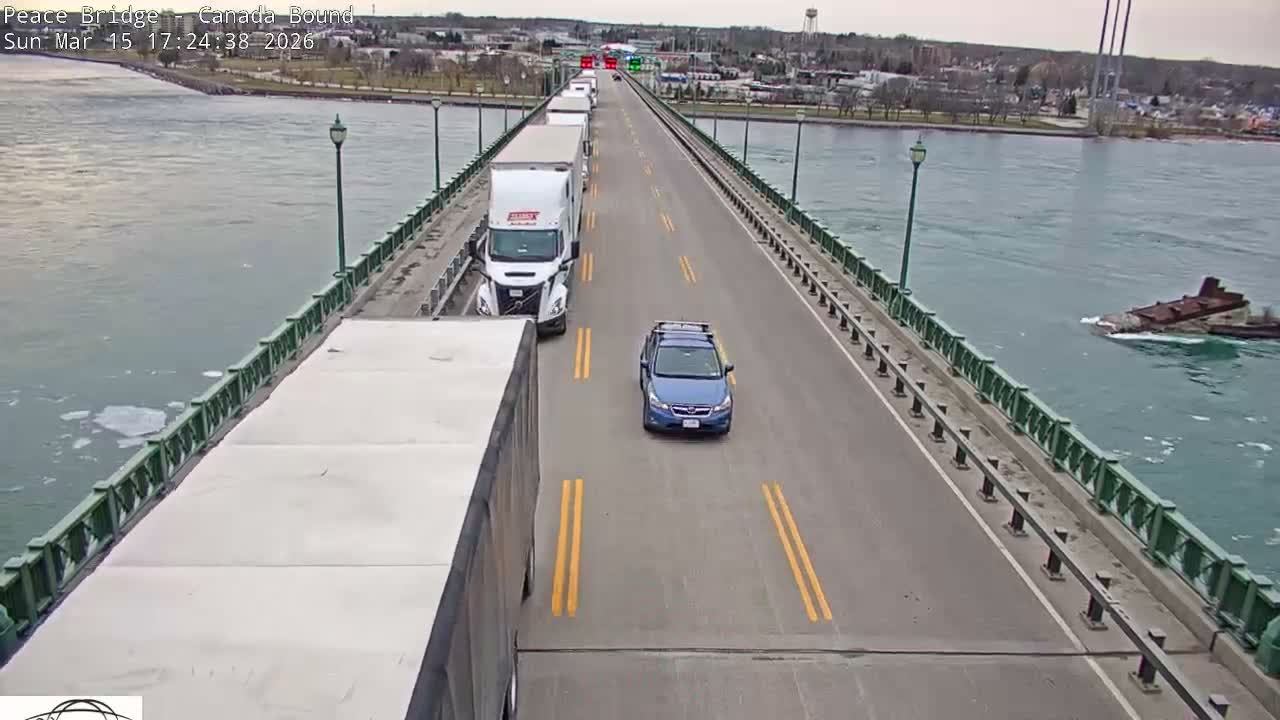 Buffalo, Peace Bridge Canada Bound View from USA Side Live Cam - Buffalo, Erie , Buffalo -Niagara Falls, New York, USA