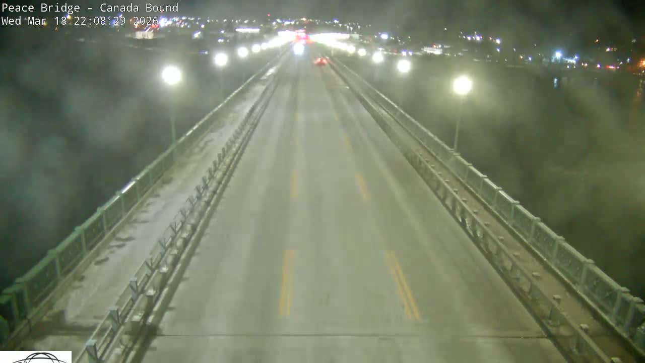 Buffalo, Peace Bridge Canada Bound View from USA Side Live Cam - Buffalo, Erie , Buffalo -Niagara Falls, New York, USA
