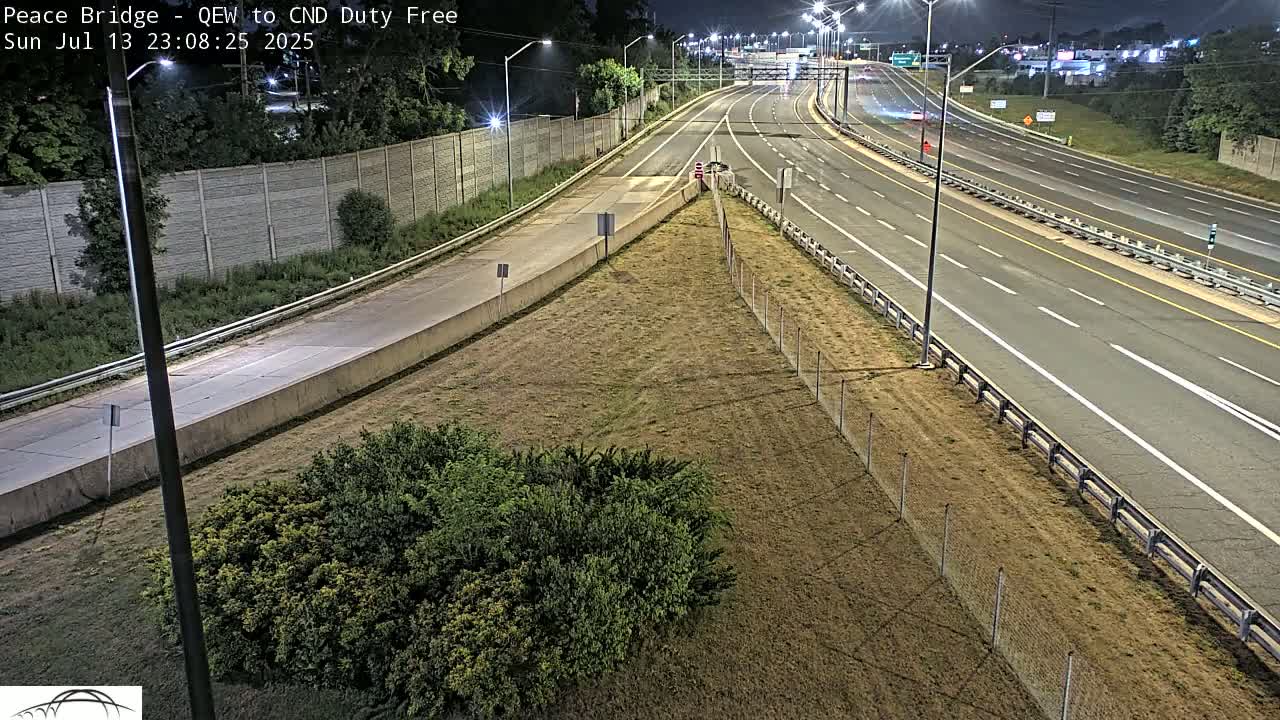 Fort Erie,  Canada Duty Free  Road Entrance to Peace Bridge Live Cam - Fort Erie, Niagara, Ontario, Canada
