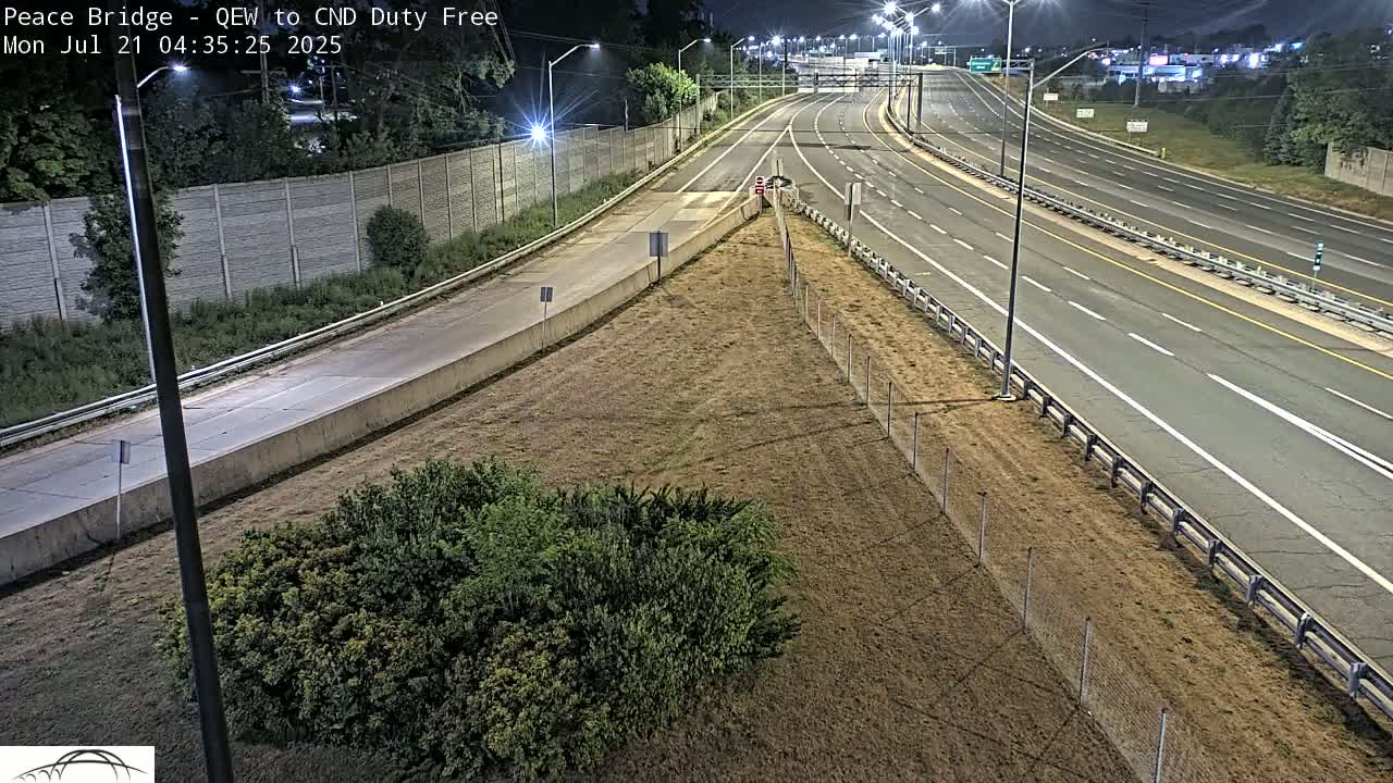 Fort Erie,  Canada Duty Free  Road Entrance to Peace Bridge Live Cam - Fort Erie, Niagara, Ontario, Canada