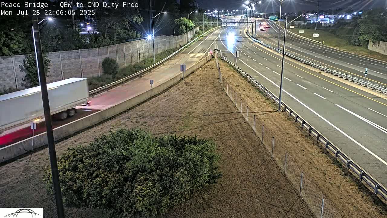 Fort Erie,  Canada Duty Free  Road Entrance to Peace Bridge Live Cam - Fort Erie, Niagara, Ontario, Canada