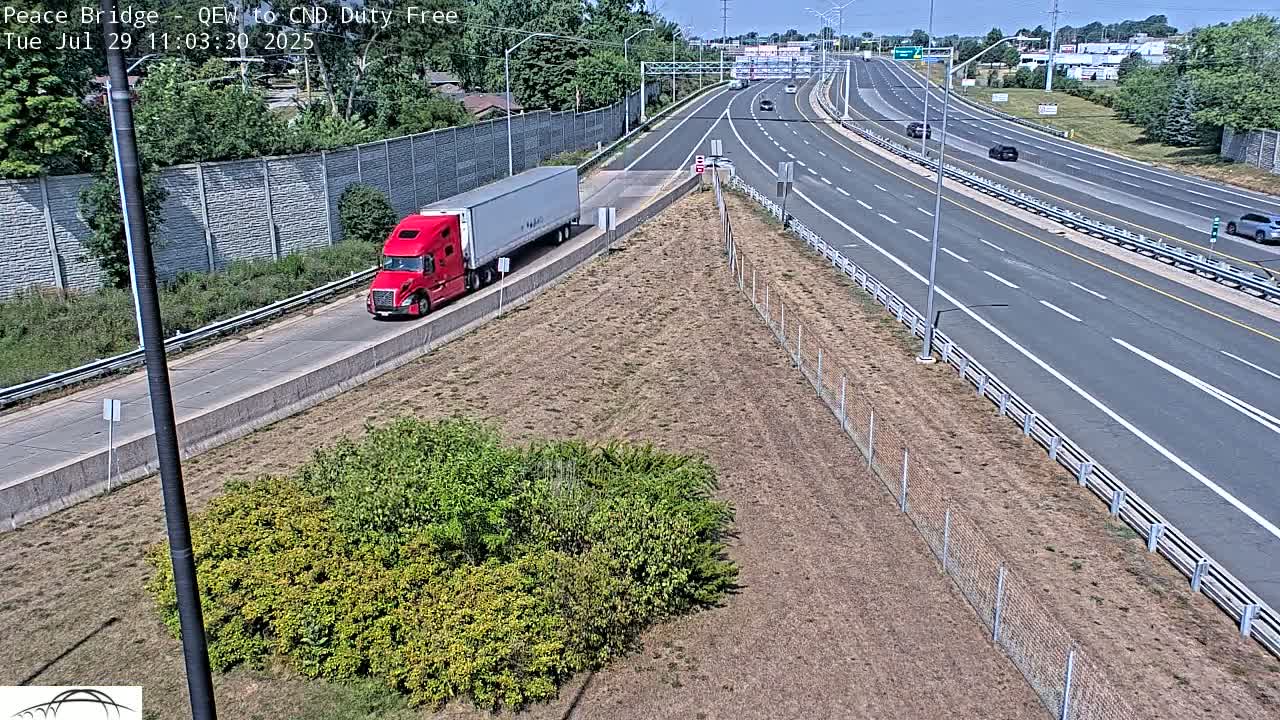 Fort Erie,  Canada Duty Free  Road Entrance to Peace Bridge Live Cam - Fort Erie, Niagara, Ontario, Canada