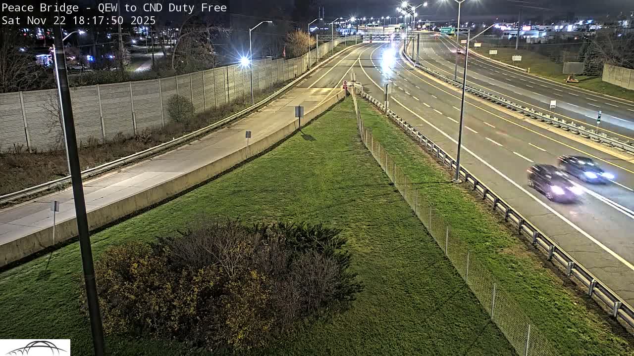 Fort Erie,  Canada Duty Free  Road Entrance to Peace Bridge Live Cam - Fort Erie, Niagara, Ontario, Canada