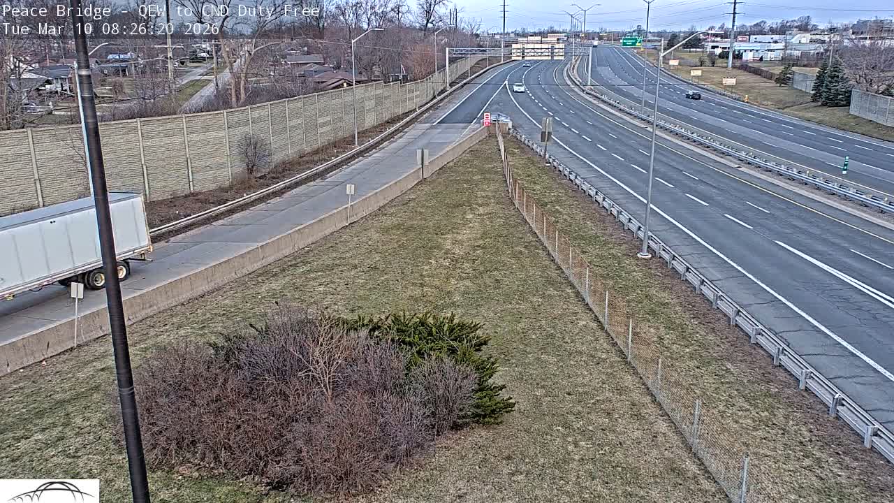 Fort Erie,  Canada Duty Free  Road Entrance to Peace Bridge Live Cam - Fort Erie, Niagara, Ontario, Canada