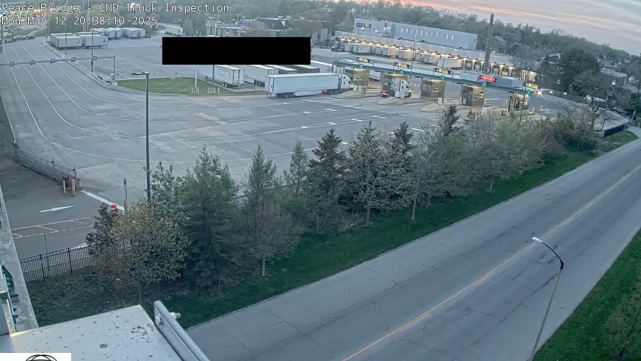 Fort Erie, Peace Bridge Canada Bound Truck Border Crossing Check Toll Booth Live Cam -Fort Erie, Niagara, Ontario, Canada
