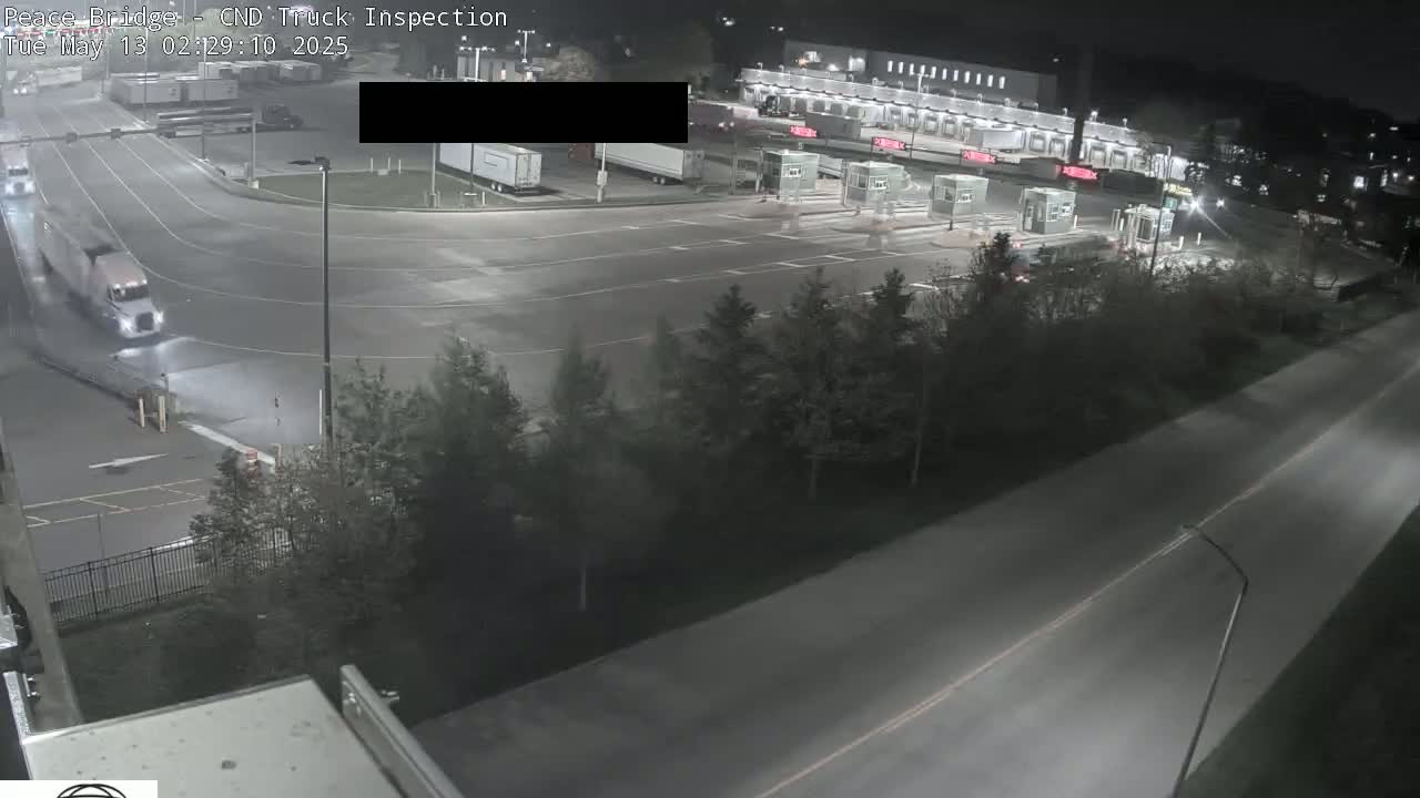 Fort Erie, Peace Bridge Canada Bound Truck Border Crossing Check Toll Booth Live Cam -Fort Erie, Niagara, Ontario, Canada