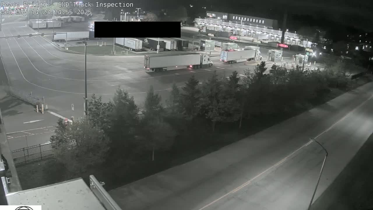 Fort Erie, Peace Bridge Canada Bound Truck Border Crossing Check Toll Booth Live Cam -Fort Erie, Niagara, Ontario, Canada