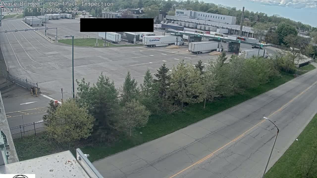Fort Erie, Peace Bridge Canada Bound Truck Border Crossing Check Toll Booth Live Cam -Fort Erie, Niagara, Ontario, Canada