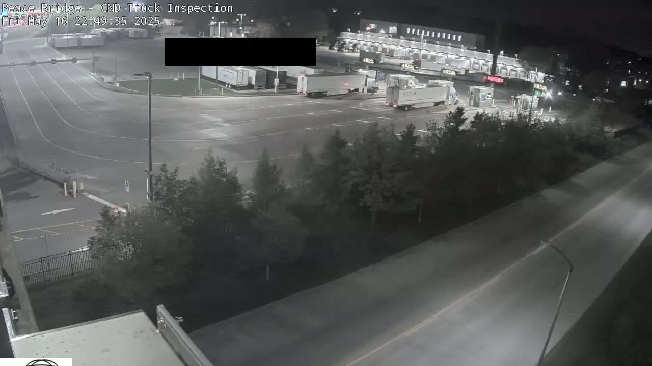 Fort Erie, Peace Bridge Canada Bound Truck Border Crossing Check Toll Booth Live Cam -Fort Erie, Niagara, Ontario, Canada