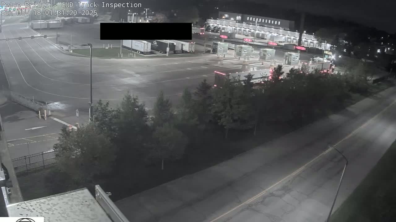 Fort Erie, Peace Bridge Canada Bound Truck Border Crossing Check Toll Booth Live Cam -Fort Erie, Niagara, Ontario, Canada